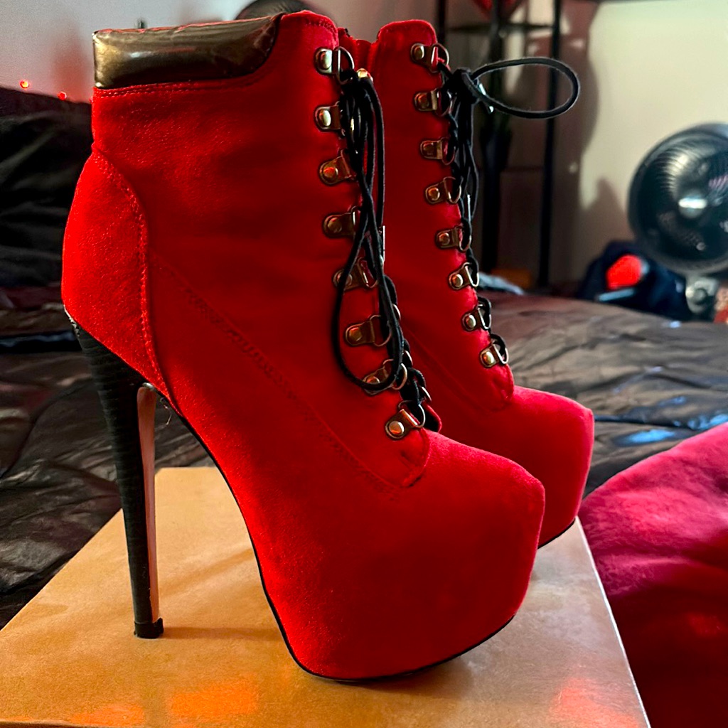 Red Platform Booties